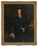 Thomas Hudson, Untitled, in a landscape with a church beyond oil on canvas 128 x 102cm