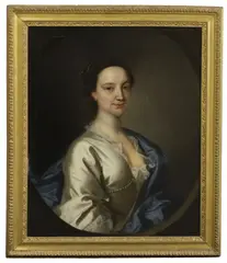Henry Pickering, Untitled, in a silver dress and blue wrap oil on canvas