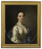 Henry Pickering, Untitled, in a silver dress and blue wrap oil on canvas