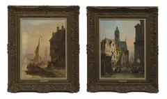Untitled by Cornelis Christiaan Dommersen, oil on canvas 38 x 28cm (2), sold Nov 2024
