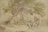Thomas Rowlandson, Untitled, Showing the way pen and ink and watercolour 16.5 x 24.5cm