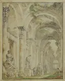 Giovanni Paolo Panini, Untitled, pen and ink and watercolour 34 x 26.5cm