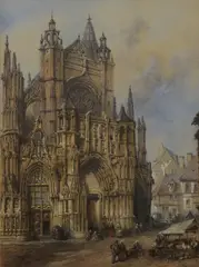 Thomas R Colman Dibdin, Untitled, pen and ink and watercolour 75 x 53cm