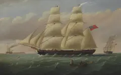 Untitled by Thomas Harrison Hair, ‘A Packet Off St. Mary’s Island' oil on canvas 50.5 x 79cm Exhibited: N R Omell, sold Nov 2024