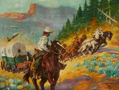 Wagon Boss by Frank B. Hoffman, 1949, oil on canvas, sold Aug 2021