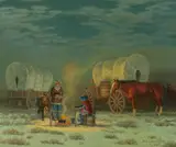 Melvin Warren, Wagon camp, circa 1960, oil on canvas