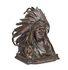 Adolph Alexander Weinman, Chief Black Bird, Ogalalla Sioux, 1903, bronze with dark brown patina