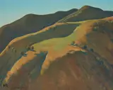 Maynard Dixon, Tehachapi Mountains (Study for Deer Heaven), 1930, oil on canvasboard