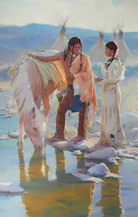 Ronald S. Riddick, Lakota Warrior's Farewell, oil on linen