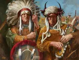 William Harry, Warriors, oil on canvas