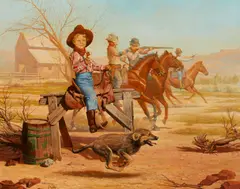 Don Doxey, A Ride with the Wild Bunch, oil on canvas