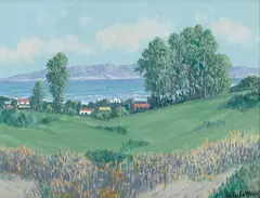 Carl Sammons, Pacific Grove (Municipal Golf Course Holes 5-6), oil on canvasboard