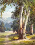 Eucalyptus Trees and Distant Hills by Paul Grimm, oil on canvas, sold Apr 2021
