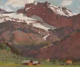 Swiss Mountain Scene by Edgar Alwin Payne, oil on board, sold Apr 2021