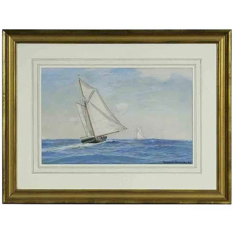 Warren Sheppard, Yachting, gouache over pencil on card