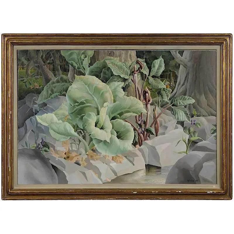 Wood Plants by Carl Gustaf Simon Nelson, 1935, oil on canvas, sold Sep 2017