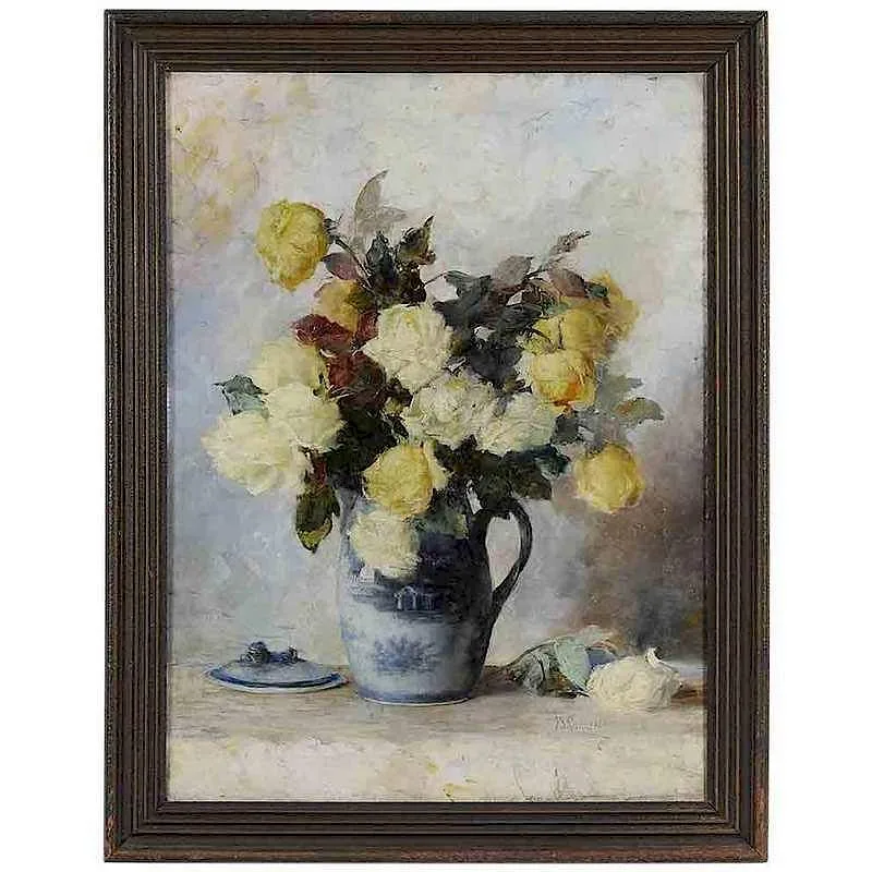 Yellow Roses by Frances Seward Carlin, oil on canvas, sold Sep 2017