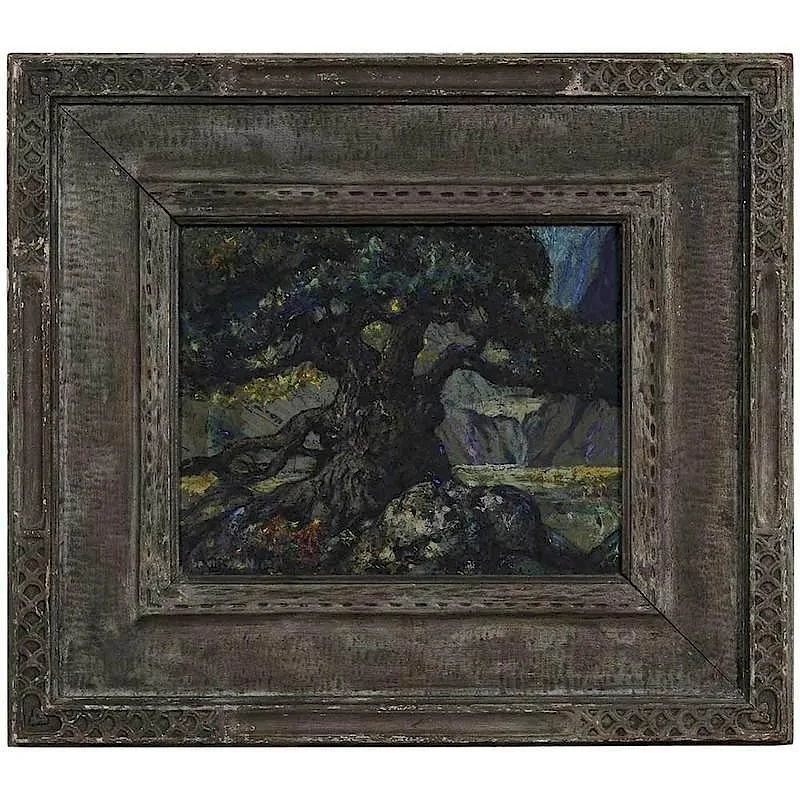 The Old Tree by Spencer Baird Nichols, oil on fiber board, sold Sep 2017