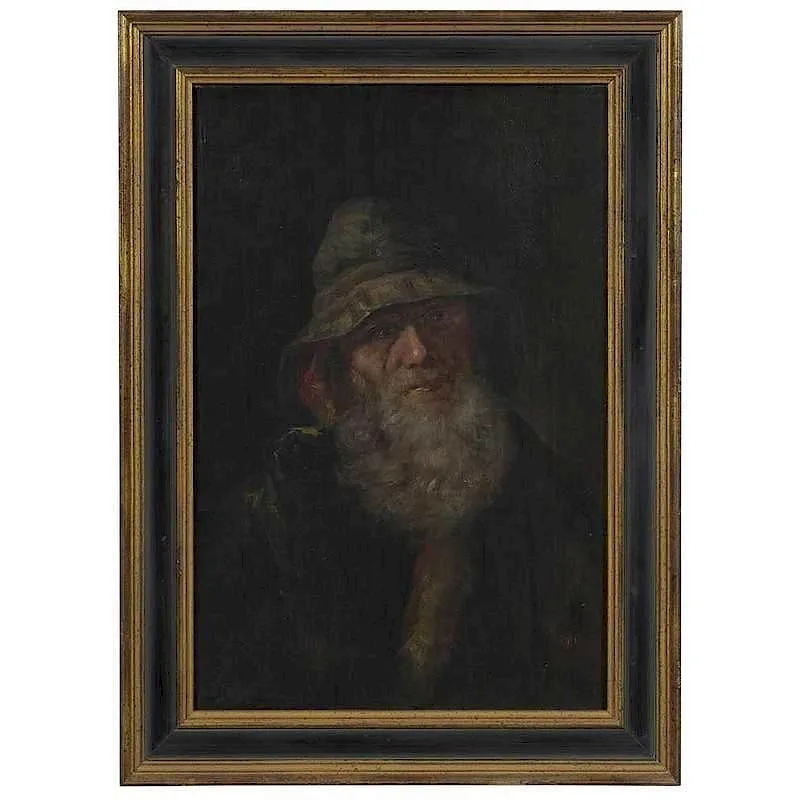 Bearded Man with Hat by Salvatore Cozzolino, oil on canvas, sold Sep 2017