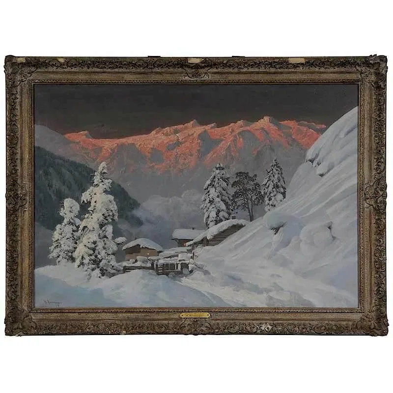 Alois Arnegger, Alpine Sunset, oil on canvas