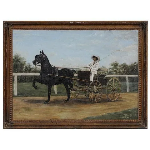 Marguerite Kirmse, Hackney Pulling a Carriage on a Track, 1913, oil on canvas