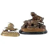 Jules Moigniez, Two miniature desktop bronzes: Terriers