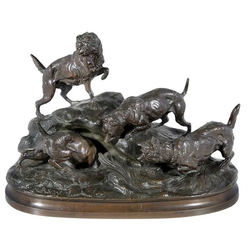 Alphonse Alexandre Arson, Terriers Hunting, patinated bronze