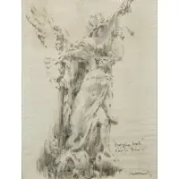 Frederick William MacMonnies, Figure Study of Triomphe Figures, Charcoal on paper