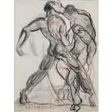 Boris Lovet-Lorski, Boxers, Mixed media, pastel, chalk, watercolor on paper