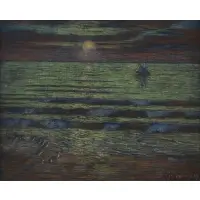 Gustav van der Does, Sunset Sailing, Colored pencils