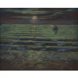 Gustav van der Does, Sunset Sailing, Colored pencils