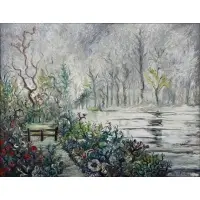 Charles Melohs, A Forest River Landscape, Oil on canvas