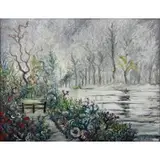 Charles Melohs, A Forest River Landscape, Oil on canvas