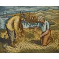 Leon Bibel, Repairing the Nets, Color silkscreen