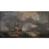 Frederick Stiles Jewett, Battle at Sea, Oil on canvas