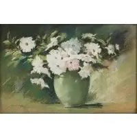 Agnes Augusta Brown, Vase with Petunias, Pastel