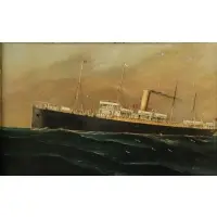 J. Prendergast, Steamship Lake Michigan, Oil on artist's board