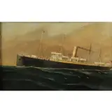 J. Prendergast, Steamship Lake Michigan, Oil on artist's board