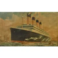 Fred J. Hoertz, The White Star Line's RMS Olympia Docking, Oil on canvas