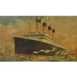 Fred J. Hoertz, The White Star Line's RMS Olympia Docking, Oil on canvas