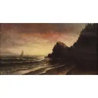 Wesley Elbridge Webber, Sunset Sailing off the Coast, Oil on canvas