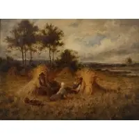 Joseph Paulman, The Field Worker's Lunch Break, Oil on canvas
