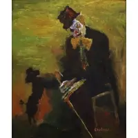William Baziotes, Clown with Poodle, Oil on masonite