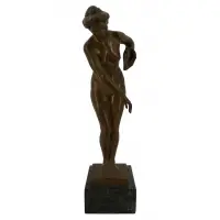 Adolf Josef Pohl, Beauty with shell, Bronze sculpture of a nude beauty with shell