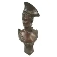 Georges Van der Straeten, Bust of a Lady, Large bronze with nice original brown patina and signed on base