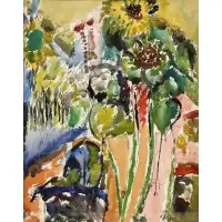 Jehudith, Flowers, Watercolor on paper