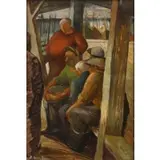 Iver Rose, Fishermen at Rest, Mixed media, gouache and graphite