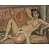 Zygmunt Menkes, Reclining Female Nude, Oil on canvas board