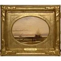 Samuel Walters, Unloading a Stranded Ship on Bootle Bay, 1860, Oil on artists board