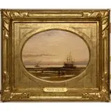 Samuel Walters, Unloading a Stranded Ship on Bootle Bay, 1860, Oil on artists board